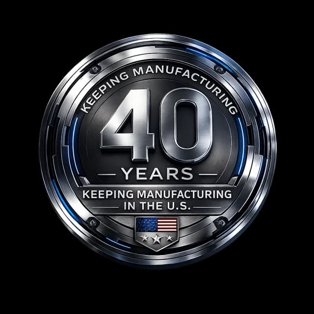 40 years keeping manufacturing in the U.S. badge